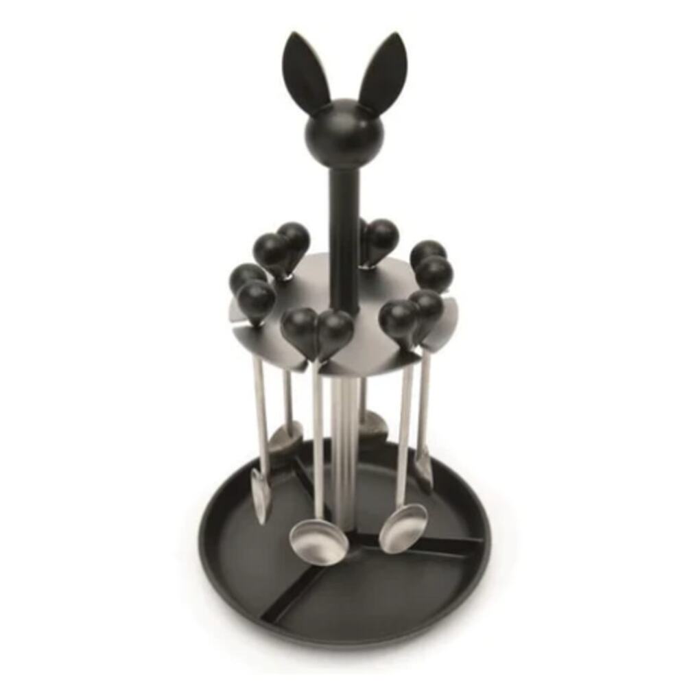 BergHOFF Lover By Lover 7Pc Stainless Steel Coffee Spoon Set Black with Stand